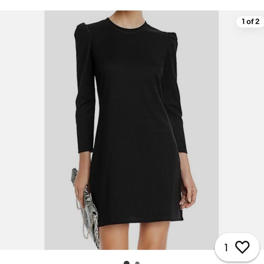 Aqua Women's Black Puff-Sleeve Rib-Knit Solid Mini Shift Dress Size Small
